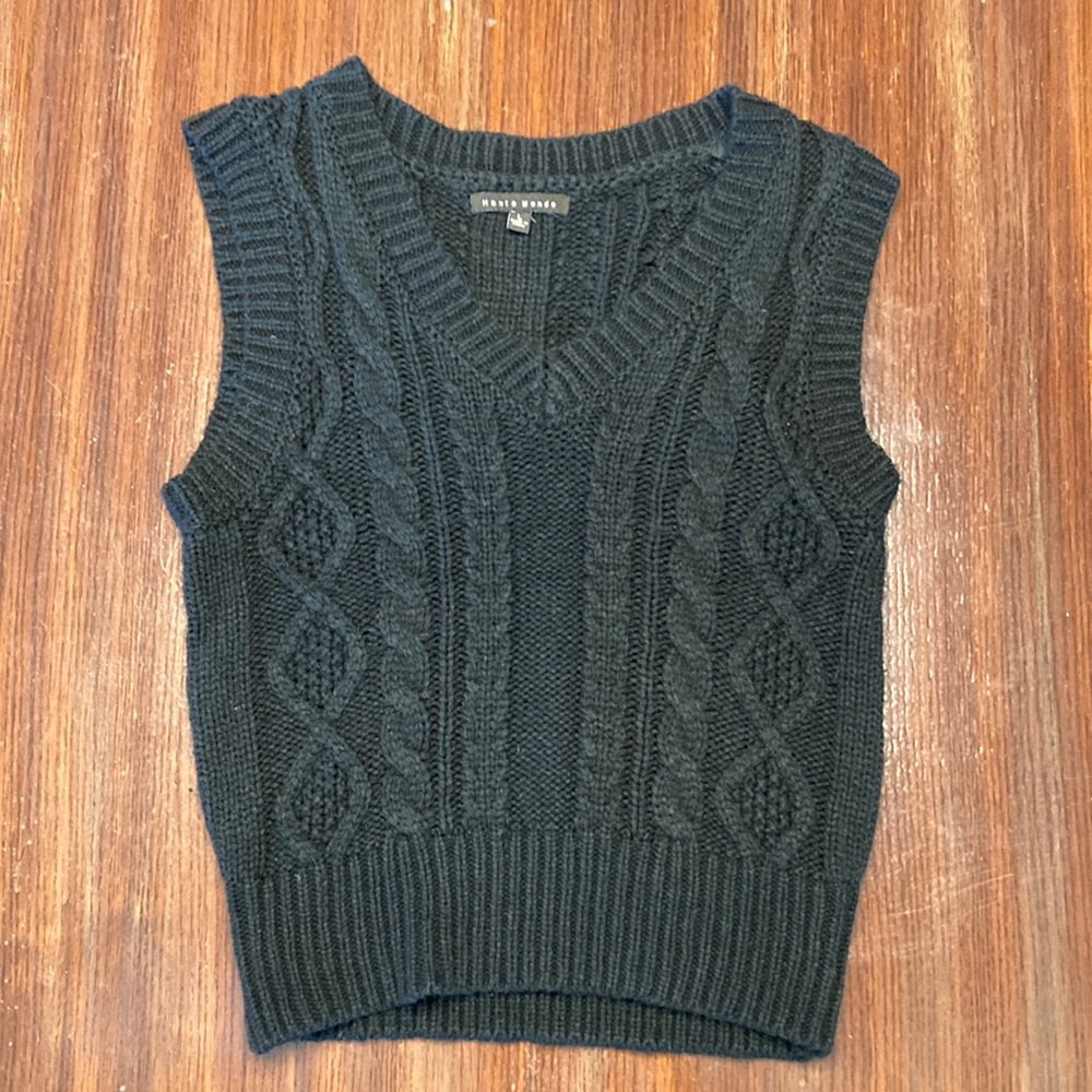 Black Haute Monde Cable-Knit Sweater Vest